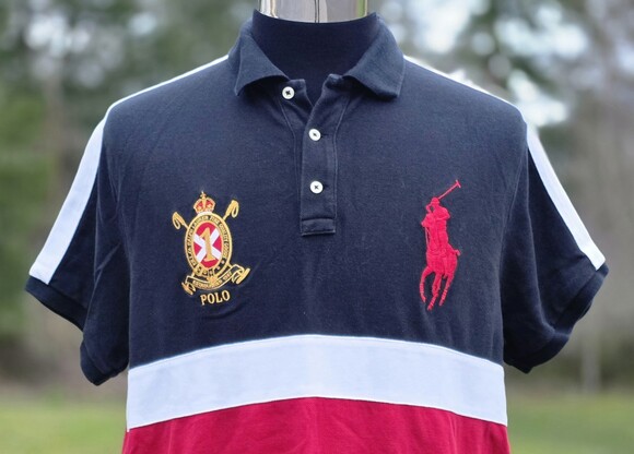 Polo Ralph Lauren Tops - Vintage POLO Ralph Lauren Crest Big Logo Shirt Mens Large Rare Non Vintage Y2k